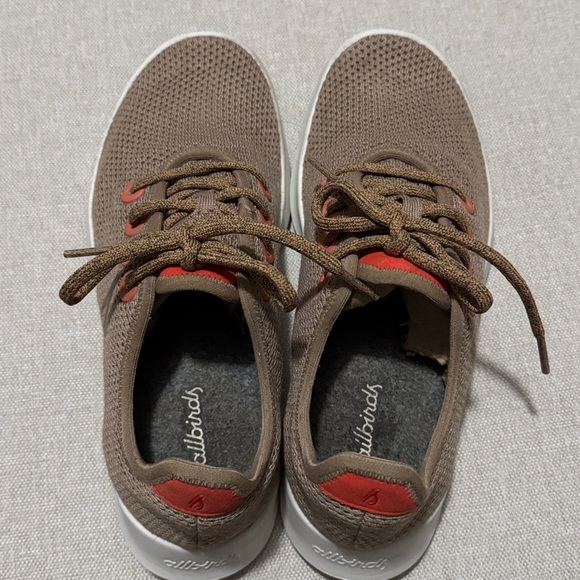 EUC-Wmns Allbirds Trail Runner-8-Sand Taupe/Orange Knit Mesh Uppers-White Soles - Picture 14 of 16